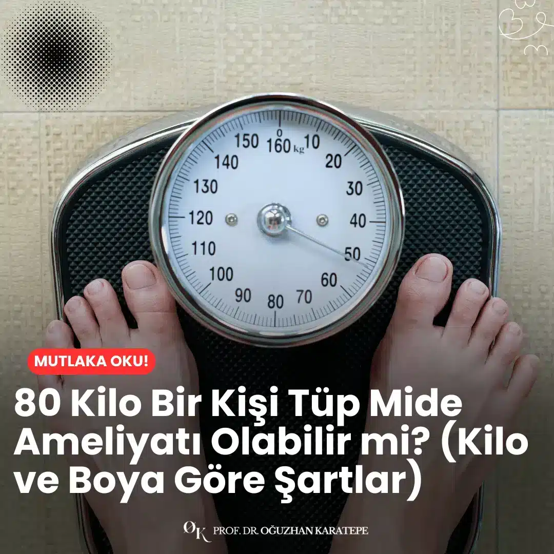 80 kilo bir kişi tüp mide ameliyatı olabilir mi? (kilo ve boya göre şartlar) sorusunun yanıtı; vücut kitle indeksi (VKİ), kronik hastalıklar ve doktor değerlendirmesine göre değişmektedir.