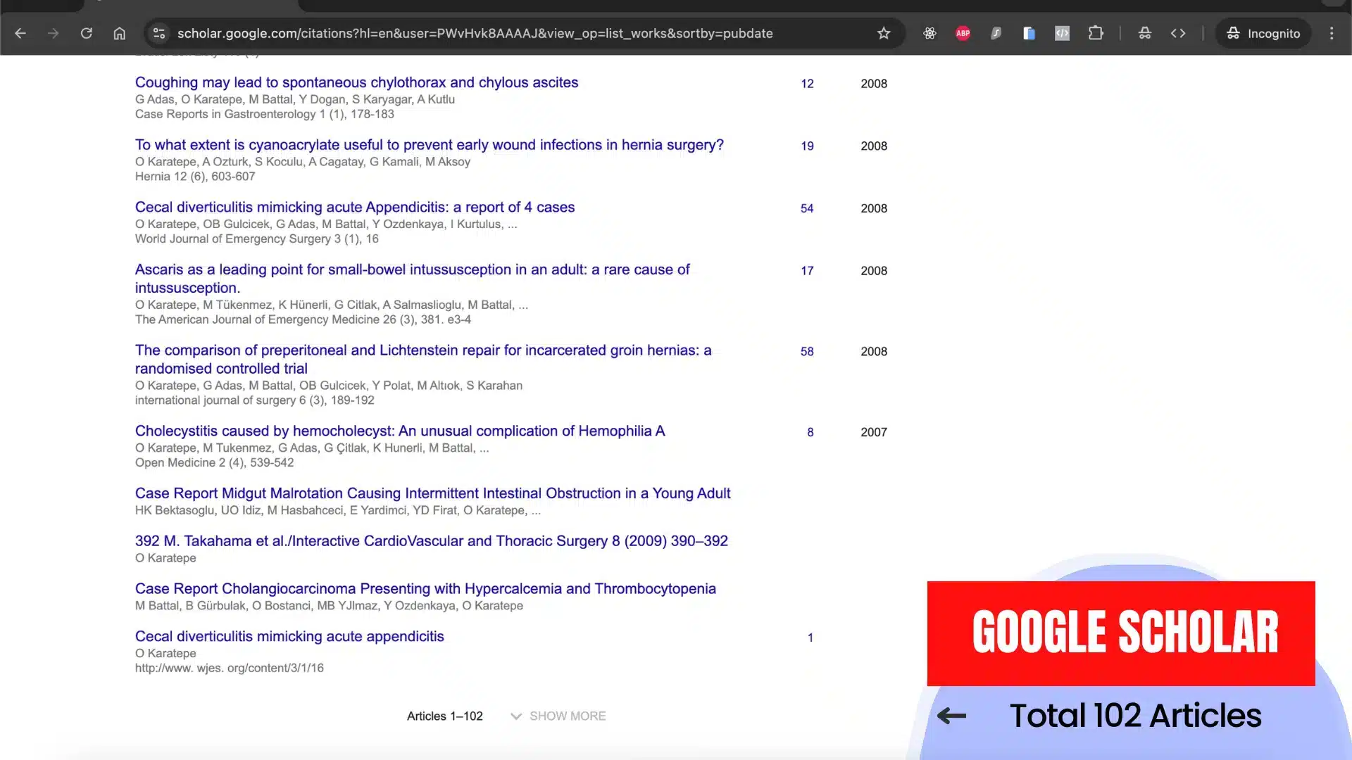 Bariatric surgery study by Prof. Oğuzhan Karatepe on Google Scholar Bariatric & Metabolic Surgery Research – Oğuzhan Karatepe (Google Scholar)